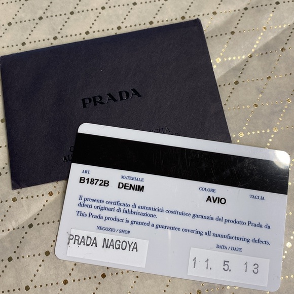 PRADA Canapa Large Denim Tote Hand Bag and Cards - Picture 3 of 13